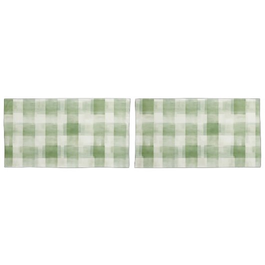 Grün kariert cremefarben kissenbezug (Vorderseite-Set)