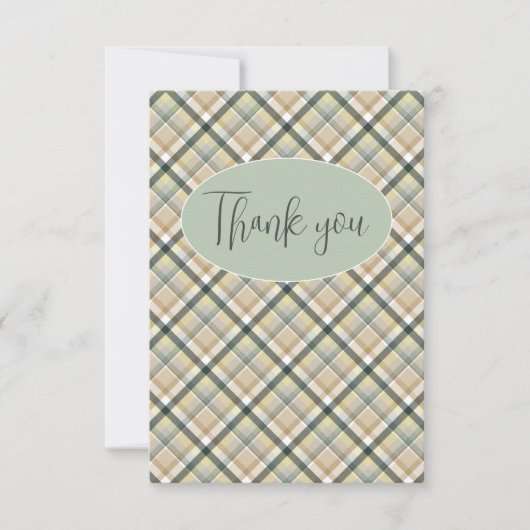 Grün Kariert Dankeskarte (Vorderseite)
