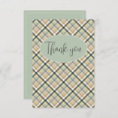 Grün Kariert Dankeskarte (Vorne/Hinten)