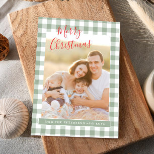 Grün kariert einfaches Foto Frohe Weihnachten