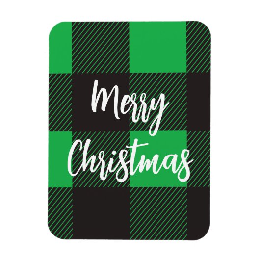 Grün kariert frohe Weihnachten Magnet (Vertikal)