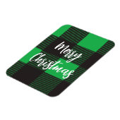 Grün kariert frohe Weihnachten Magnet (Linke Seite)