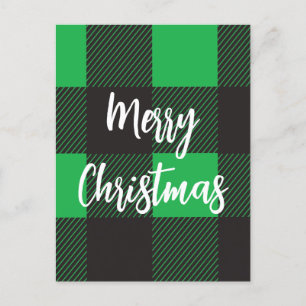 Grün kariert frohe Weihnachten Postkarte