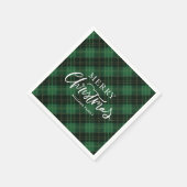 Grün Kariert frohe Weihnachtsfeier Serviette (Ecke)