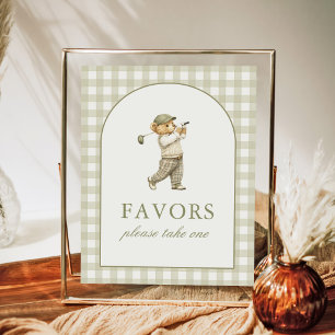 Grün kariert Golf Junge Babyparty Geschenke Schild