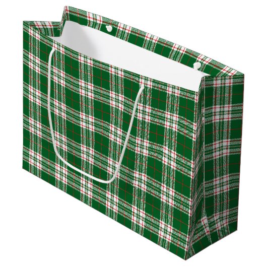 Grün kariert große geschenktüte (Vorderseite Schrägansicht)