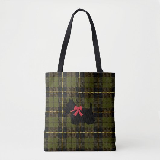 Grün kariert mit Scottish Terrier mit rotem Bug Tasche (Vorderseite)