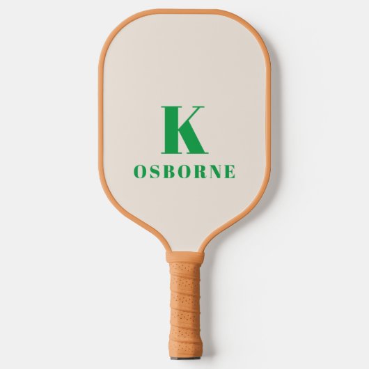 Grün kariert modernes Monogramm Pickleball Paddle (Vorderseite)