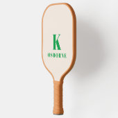 Grün kariert modernes Monogramm Pickleball Paddle (Links)