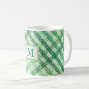 grün kariert, monogramm, Bauernhof, rustikale Tass Kaffeetasse