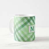 grün kariert, Monogramm, Bauernhof, rustikale Tass Kaffeetasse (Vorderseite Links)