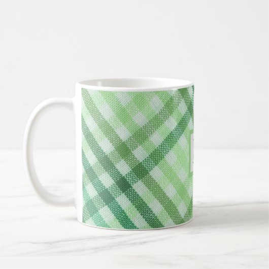 grün kariert, Monogramm, Bauernhof, rustikale Tass Kaffeetasse (Links)