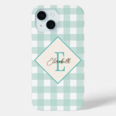 Grün Kariert, Monogramm Case-Mate iPhone Hülle (Rückseite)