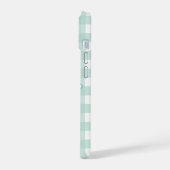 Grün Kariert, Monogramm iPhone 15 Hülle (Linke Seite)