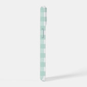Grün Kariert, Monogramm iPhone 15 Hülle (Rechte Seite)