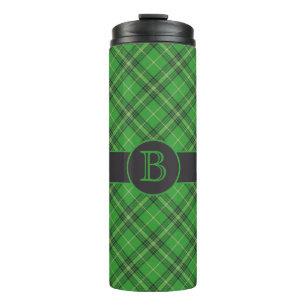 Grün-Kariert-Monogramm-Thermaltumbler Thermosbecher