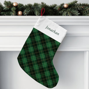 Grün kariert personalisiert  kleiner weihnachtsstrumpf