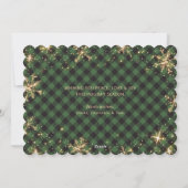 Grün Kariert Sparkling Snowflake Foto Weihnachten (Rückseite)