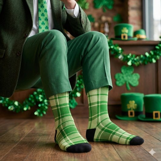 Grün kariert St. Patrick's Day  Socken