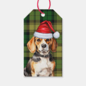 Grün Kariert und Beagle Dog Lover Weihnachten Geschenkanhänger (Vorderseite)