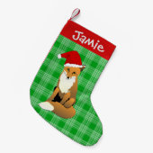 Grün Kariert und Fuchs Kleiner Weihnachtsstrumpf (Vorderansicht (hängend))