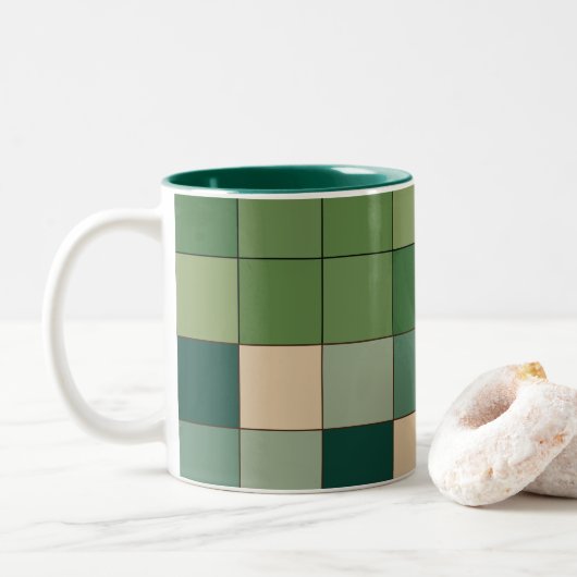 Grün kariert zweifarbige tasse (Mit Donut)