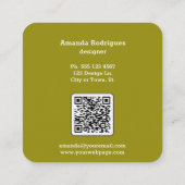 Grün karierte Designerplatine Quadratische Visitenkarte (Rückseite)