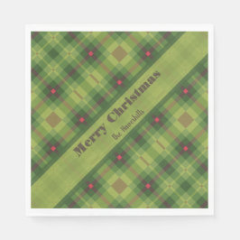Grün Karierter Individuelle Name Frohe Weihnachten Serviette
