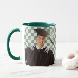 Grün karierter individueller Foto Herren-Abschluss Tasse