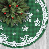 Grün Karierter Schneeflocken Weihnachten Polyester Weihnachtsbaumdecke