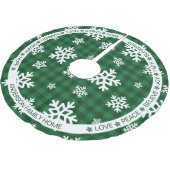 Grün Karierter Schneeflocken Weihnachten Polyester Weihnachtsbaumdecke (Schrägansicht)