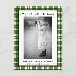 Grün Kariertes Foto Frohe Weihnachtskarte Postkarte
