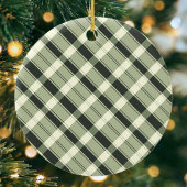 Grün Kariertes Muster Moderne Schrift Frohe Weihna Keramik Ornament