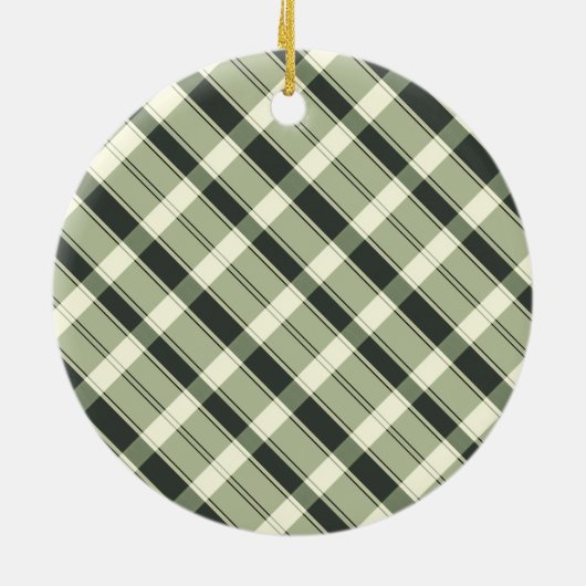 Grün Kariertes Muster Moderne Schrift Frohe Weihna Keramik Ornament (Hinten)