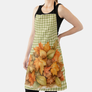 GRÜN KARRiert & ORANGE GRÜN GELBE HERBSTBLÄTTER Schürze