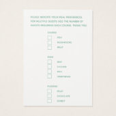 Grün-Karten für Hochzeitessen (Rückseite)