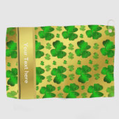 grün, Kleeblatt, goldfarben, glänzend, text, santa Golfhandtuch (Horizontal)