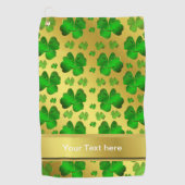 grün, Kleeblatt, goldfarben, glänzend, text, santa Golfhandtuch (Vorderseite)