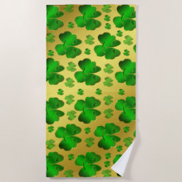 grün, Kleeblatt, goldfarben, glänzend, text, santa Strandtuch