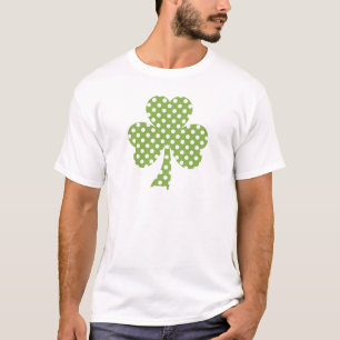 Grün-Kleeblatt-Klee-Polkapunkte Patrick Tag T-Shirt
