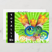 Grün komplett aus den 80er Jahren Retro-Party Einl Einladung (Vorne/Hinten)