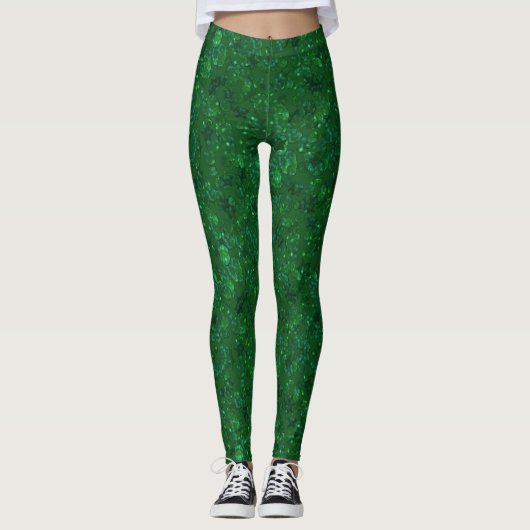 Grün, Konfetti, Glitzer Leggings (Vorderseite)