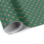 Grün + Kürbis Polka Punkte (Klein) Geschenkpapier (Rolleneckpunkt)