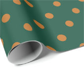 Grün + Kürbis Polka Punkte (Klein) Geschenkpapier (Rolleneckpunkt)