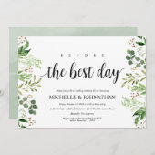 Grün-lädt rustikales Hochzeits-Proben-Abendessen Einladung (Vorne/Hinten)