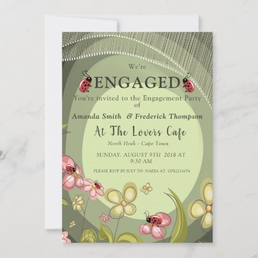 Grün & Lady-Vogel Einladung (Vorderseite)