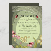 Grün & Lady-Vogel Einladung (Vorne/Hinten)