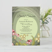 Grün & Lady-Vogel Einladung (Stehend Vorderseite)