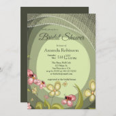 Grün & Lady-Vogel Einladung (Vorne/Hinten)