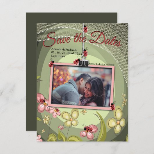 Grün & Lady-Vogel Save The Date (Vorne/Hinten)